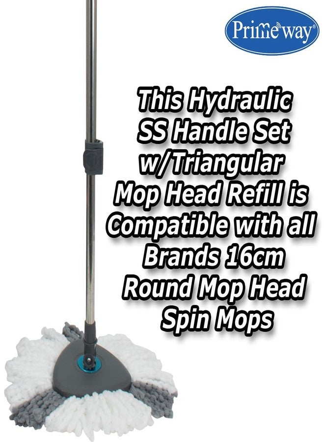 Primeway® SS New Heavy Duty Universal Rotating Replacement Extendable Handle Set | Upgrade to Triangular Head Refill Hydraulic Rod Set | Compatible with All Spin Mops | 36cm White | Grey - Image 5